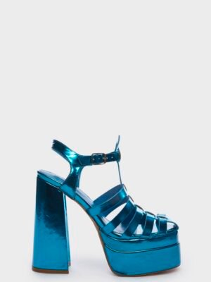 Blue Metallic Tacy Platform Sandals