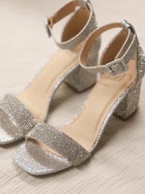 Rhinestone Block Heel