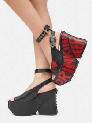 Drinking Beer Platform Wedges