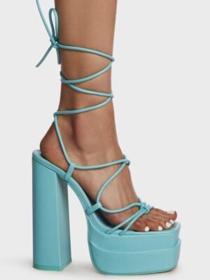 Blue Glow Girl Block Heels