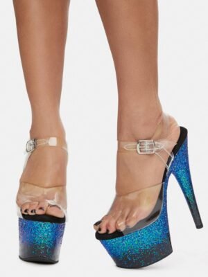 Ocean Time After Time Platform Glitter Heels