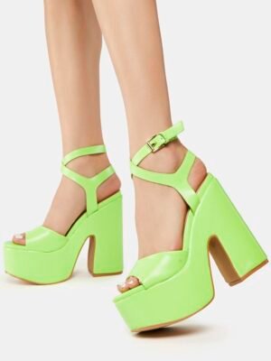 Neon Green Taga Platform Heels