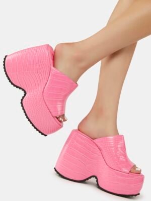 Pink Nennia Platform Wedges