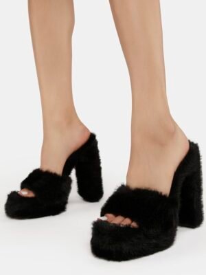 Coconut Faux Fur Heels