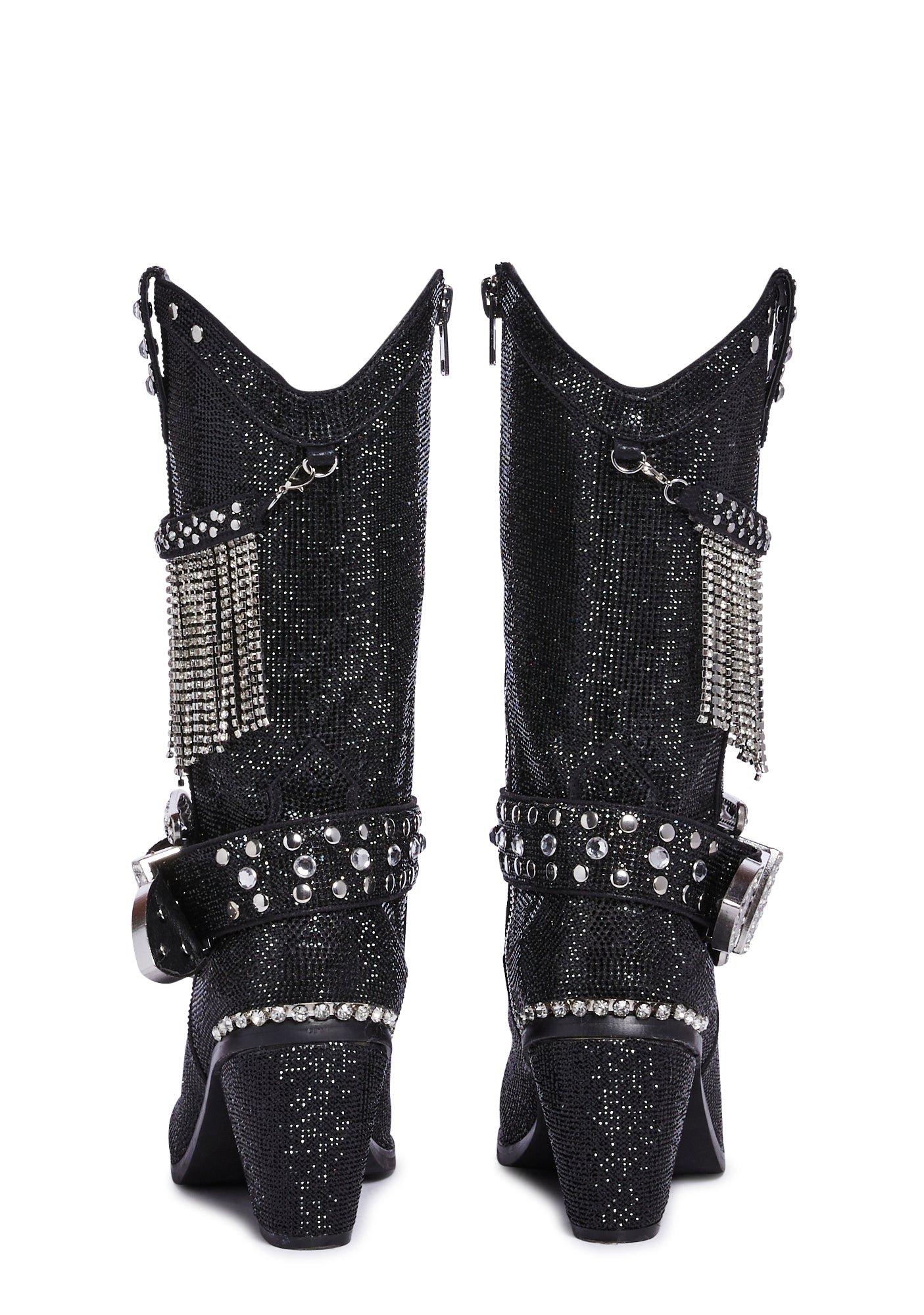 Fringe Sheriff Shine Cowboy Boots - Black - Image 4