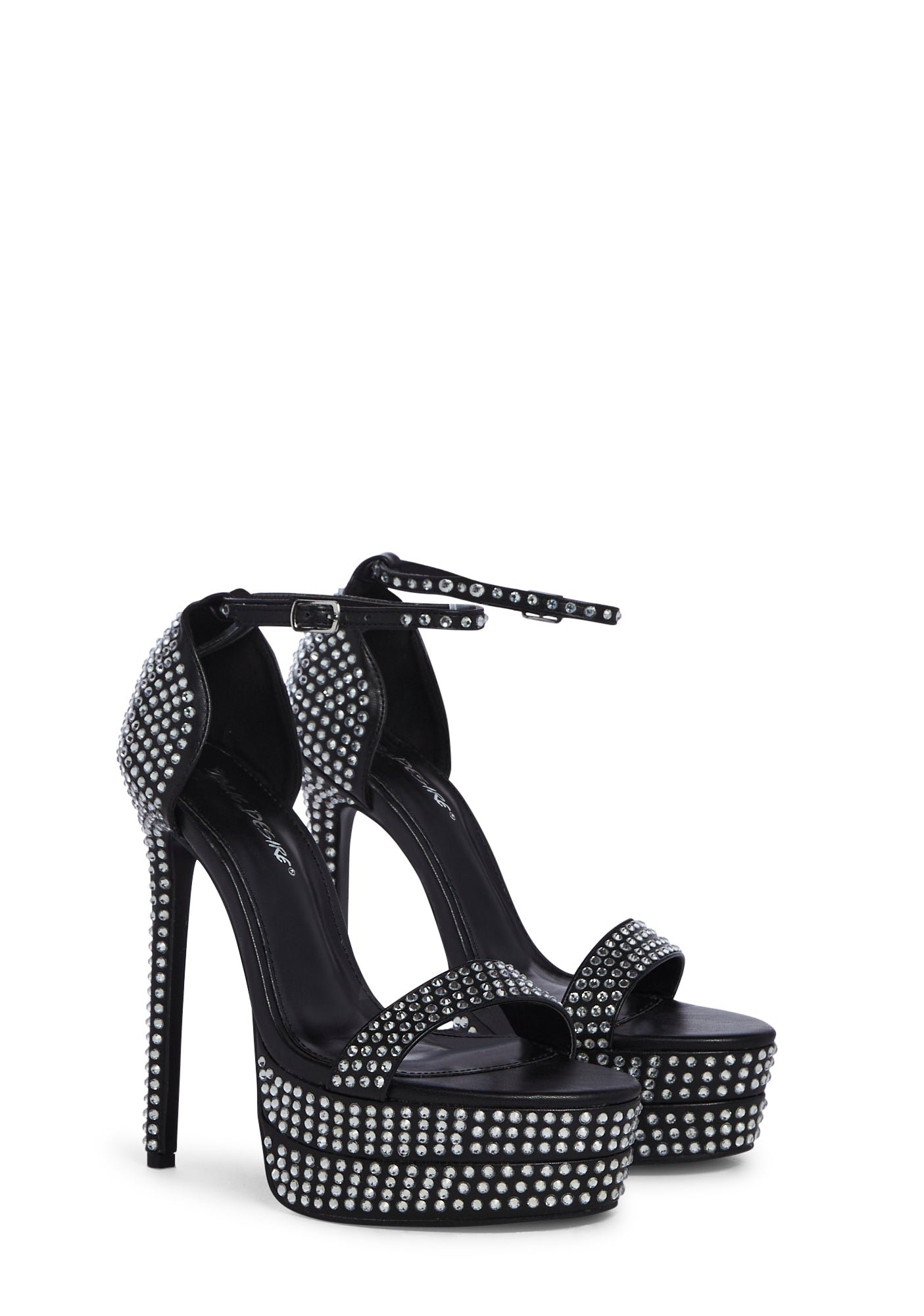 Date Me Platform Heels - Black - Image 3