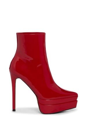 Mondavi Heeled Platform Boots - Red