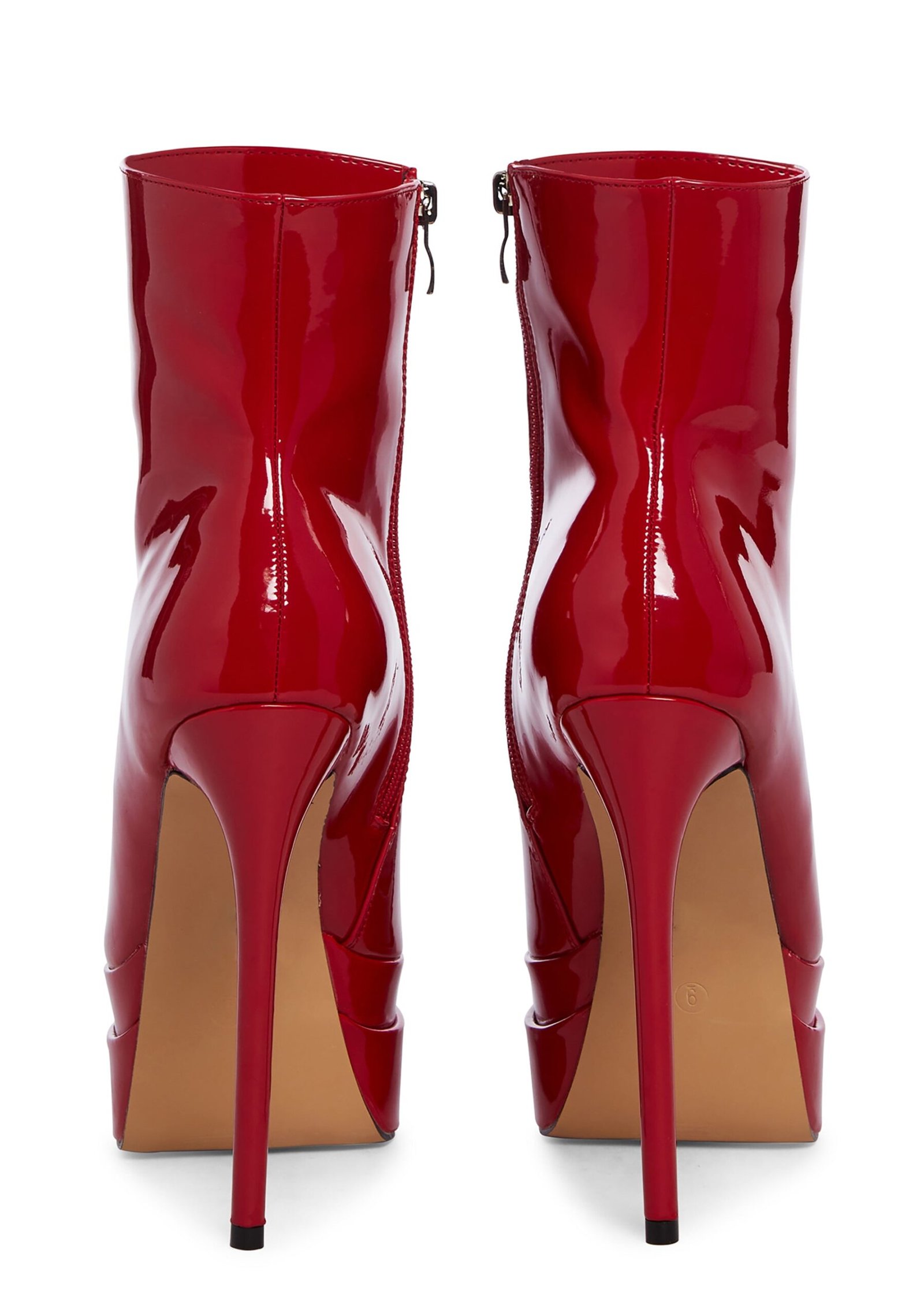 Mondavi Heeled Platform Boots - Red - Image 4