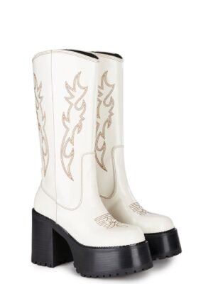 Canyon Town Western Boots- Cream