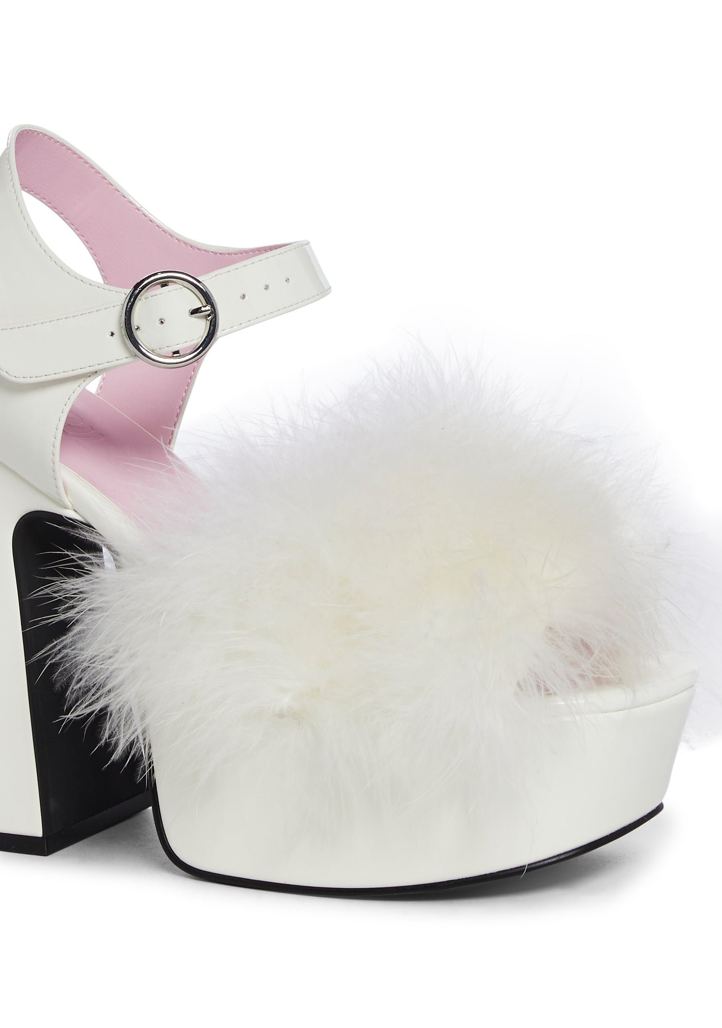 Blushin' N' Crushin' Marabou Heels - White - Image 2