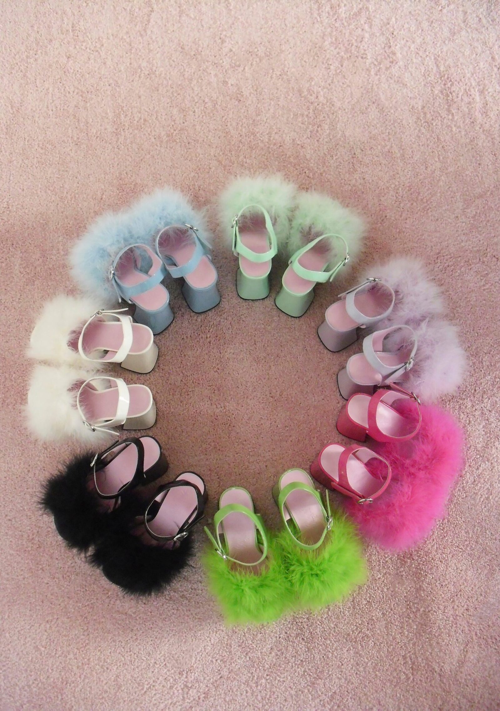 Blushin' N' Crushin' Marabou Heels - Mint - Image 5