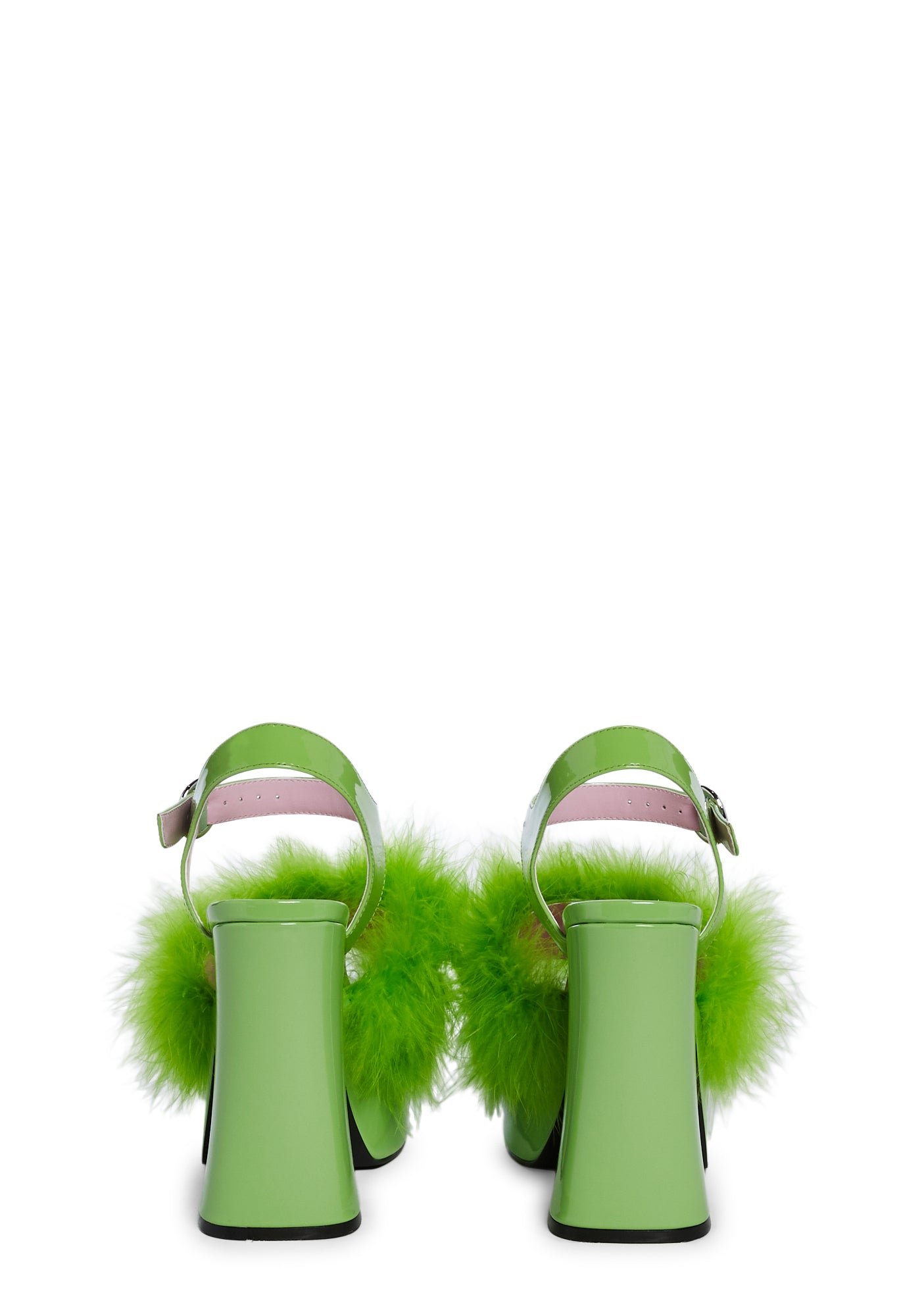 Blushin' N' Crushin' Marabou Heels - Lime Green - Image 4