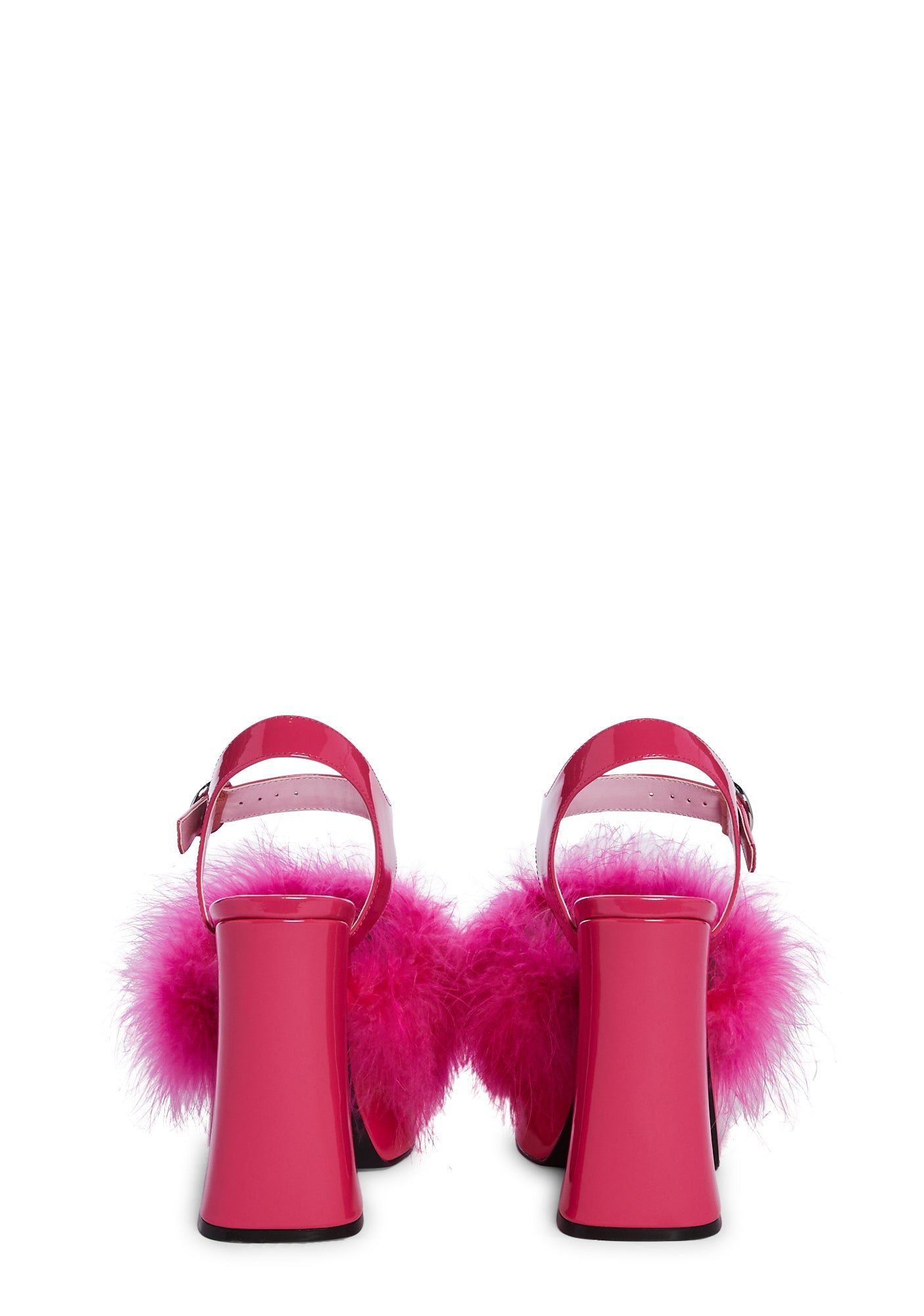 Blushin' N' Crushin' Marabou Heels - Hot Pink - Image 4