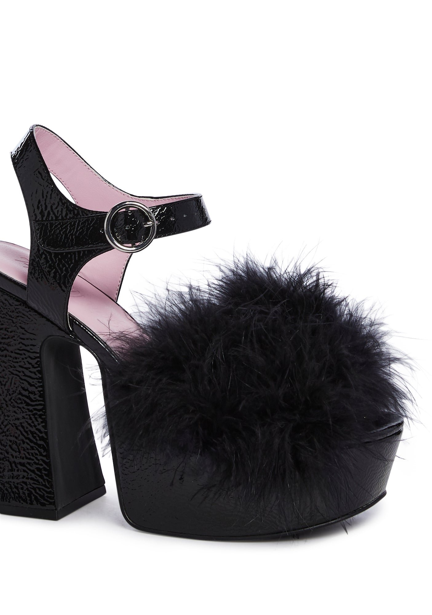 Blushin' N' Crushin' Marabou Heels - Black - Image 2