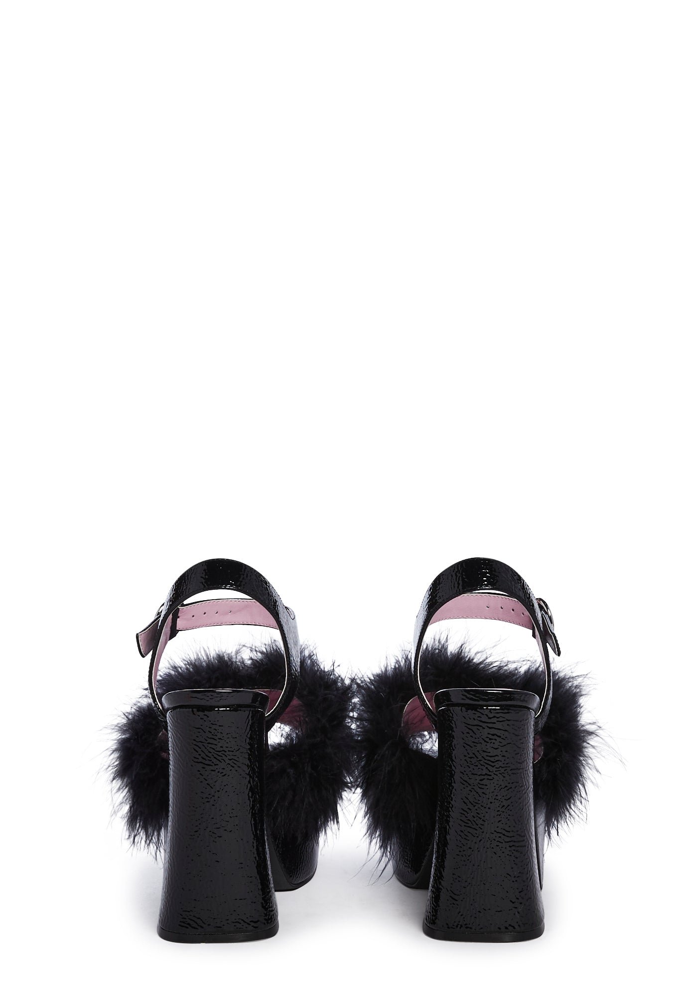 Blushin' N' Crushin' Marabou Heels - Black - Image 4