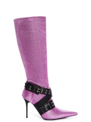 Boulevard Knee High Boots - Pink Bling