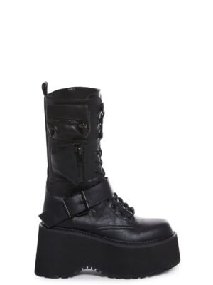 Obsidian Platform Zip-Up Boots - Black