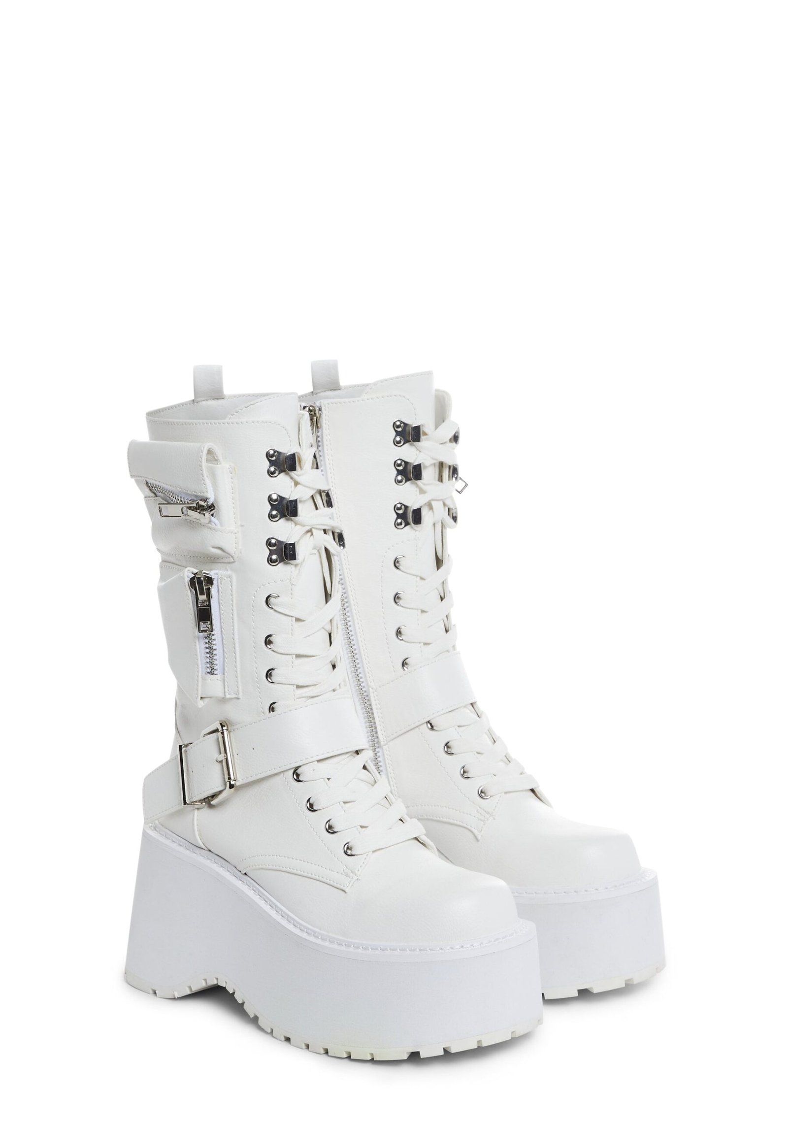 Obsidian Platform Zip-Up Boots - White - Image 3