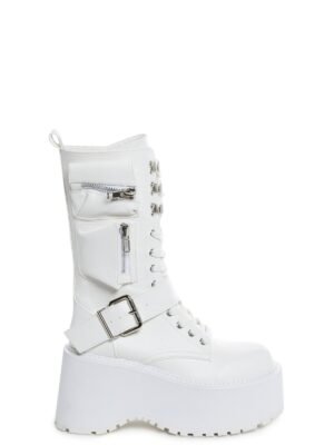 Obsidian Platform Zip-Up Boots - White