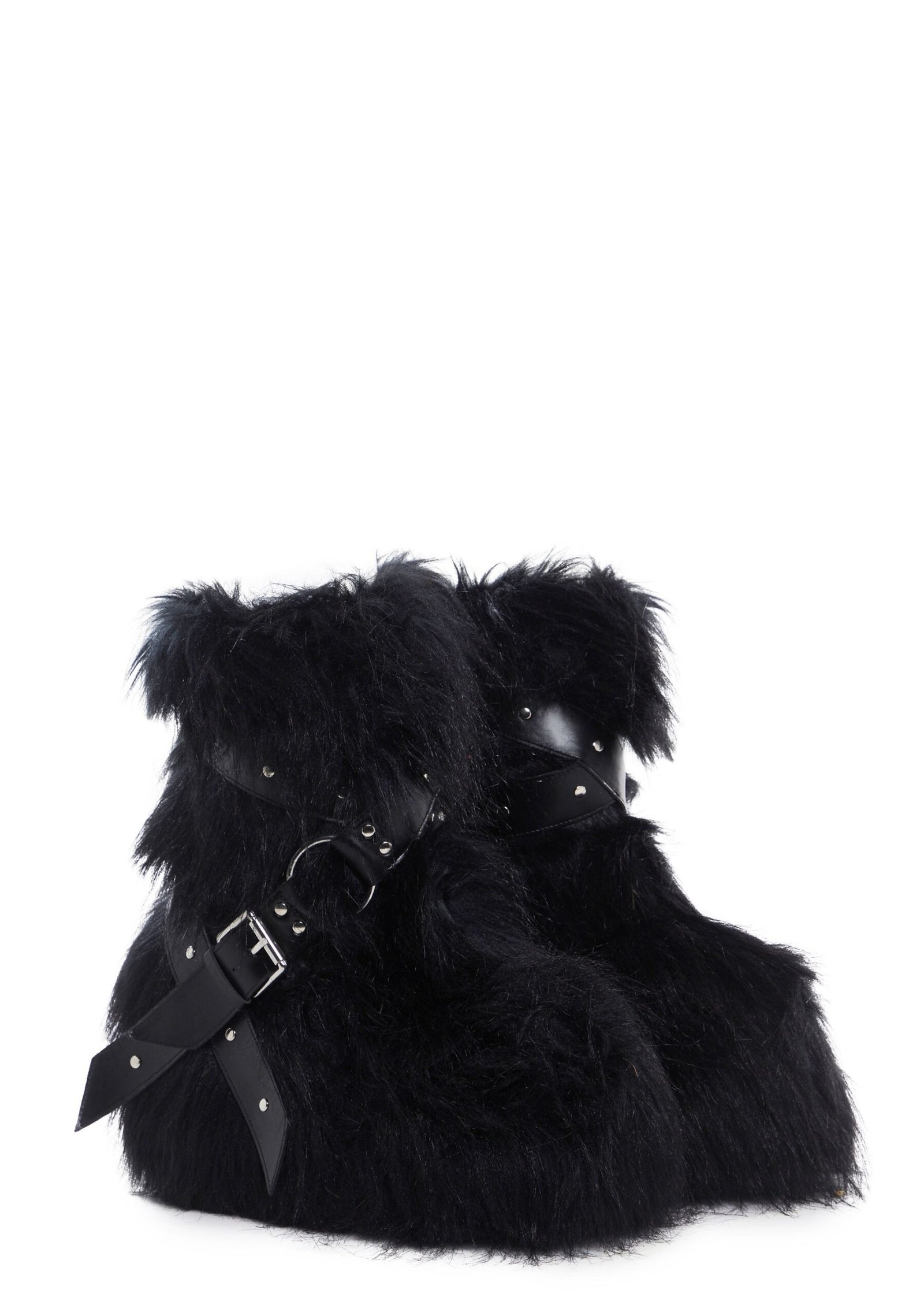 Low Wild Instincts Faux Fur Platform Boots - Black - Image 3