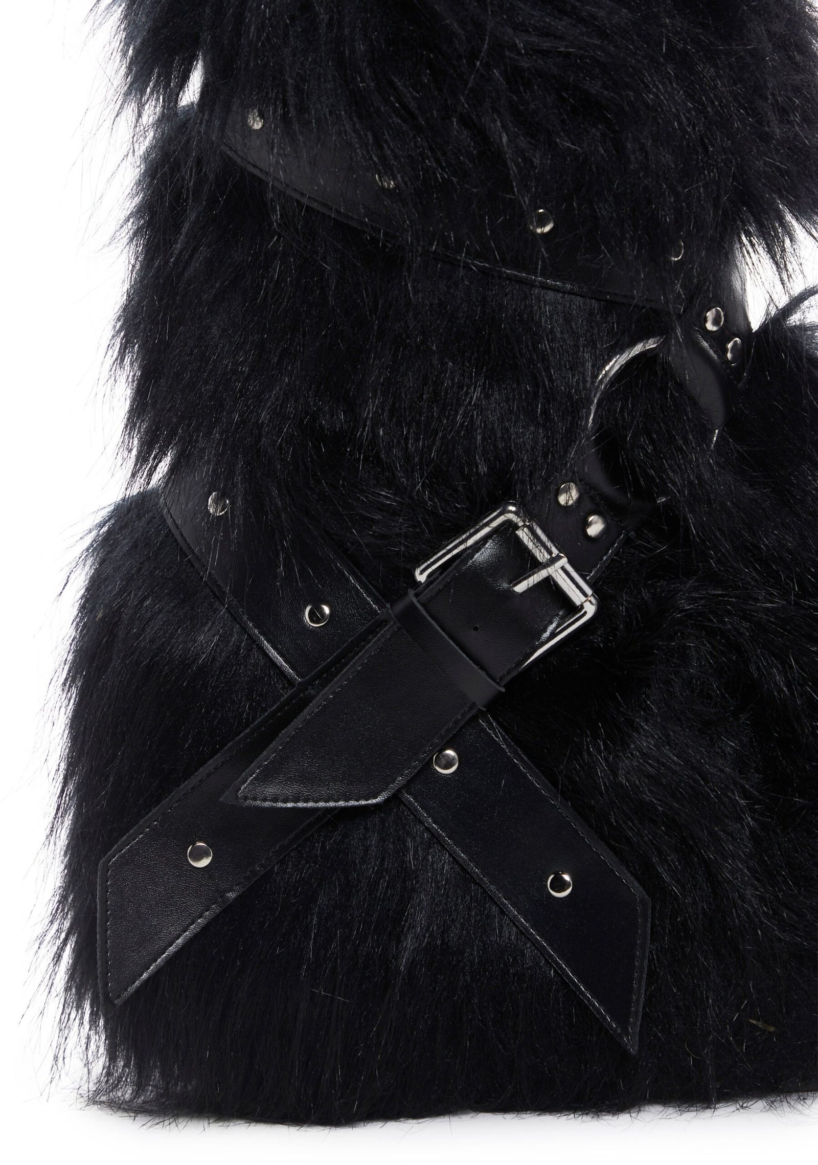 Low Wild Instincts Faux Fur Platform Boots - Black - Image 2