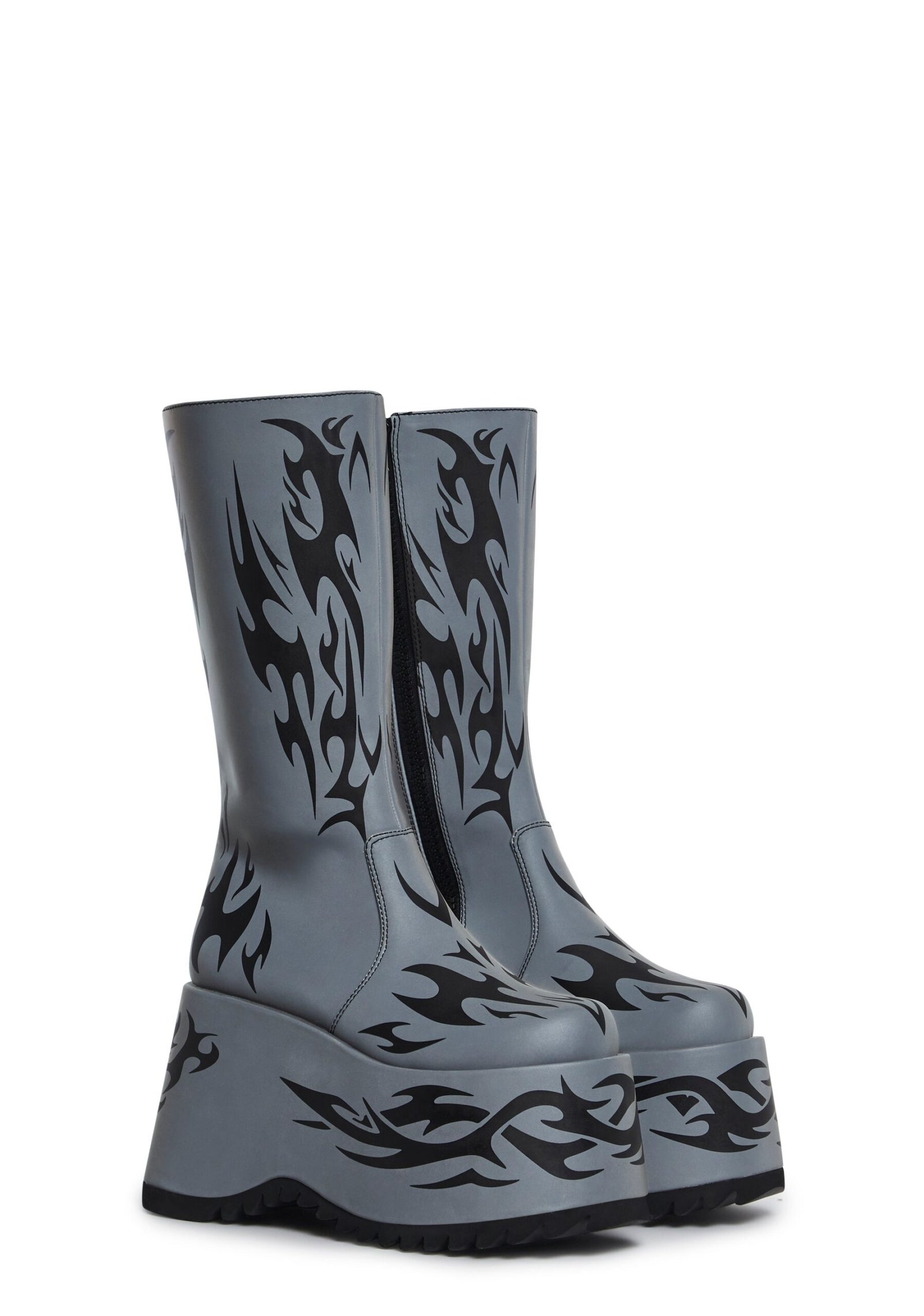 Mark Of The Beast Reflective Platform Boots - Gray - Image 3