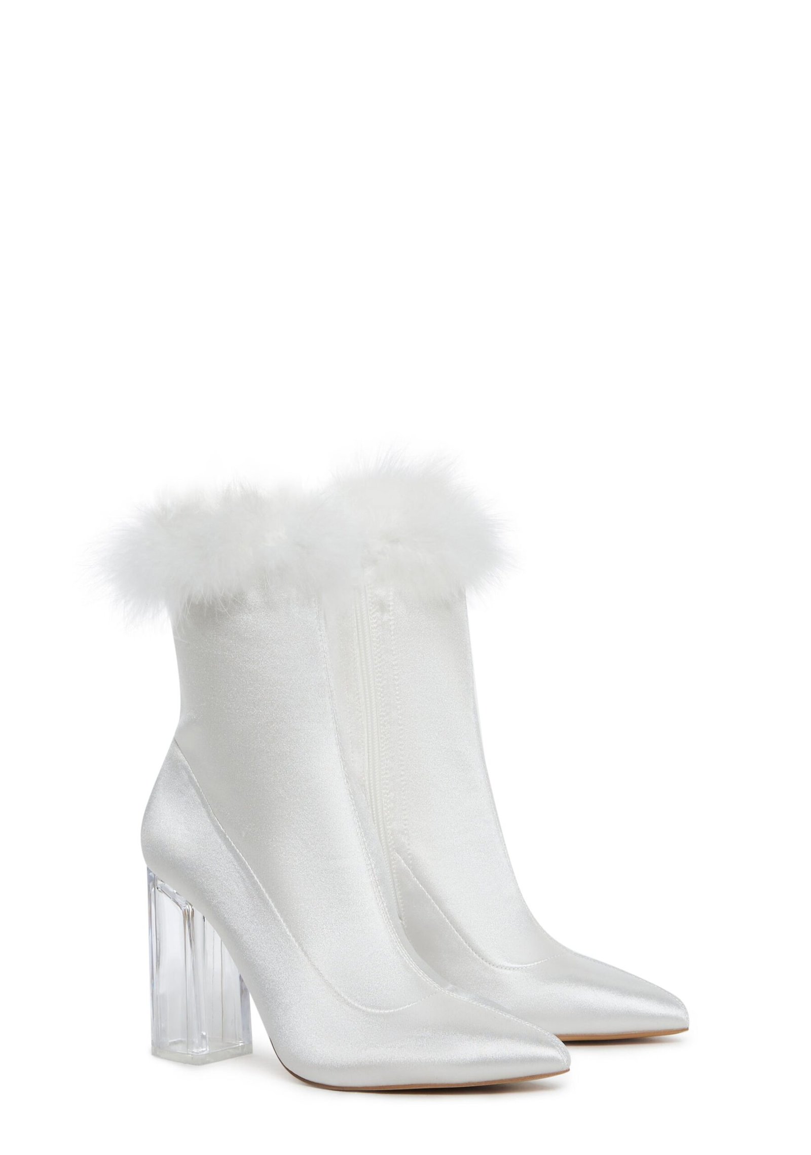 Luv Me Or Hate Me Marabou Boots - White - Image 3