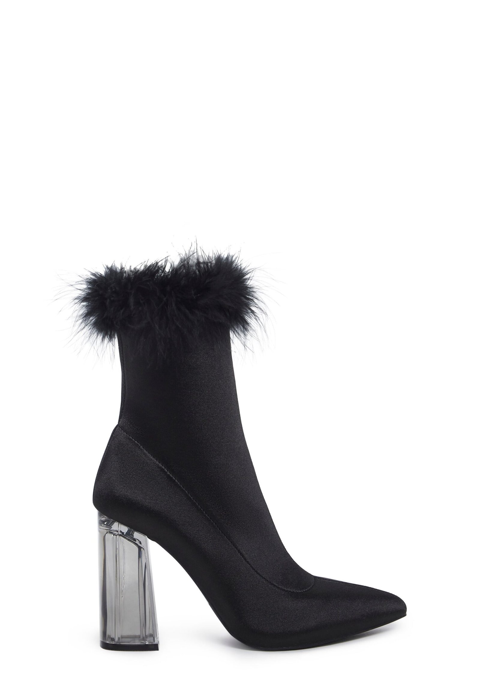 Luv Me Or Hate Me Marabou Boots - Black