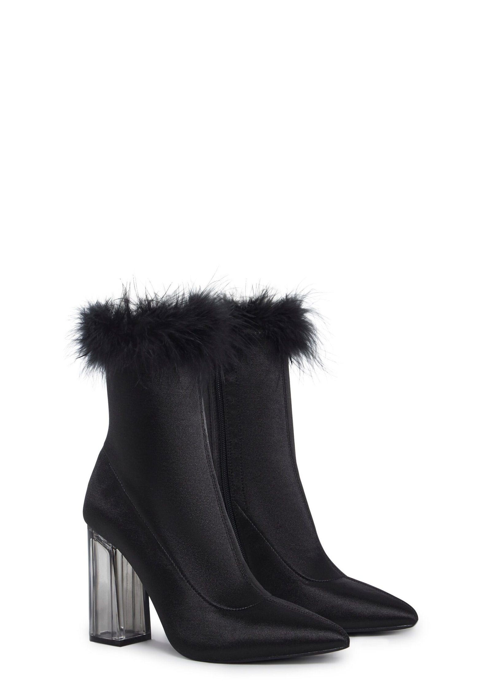 Luv Me Or Hate Me Marabou Boots - Black - Image 3