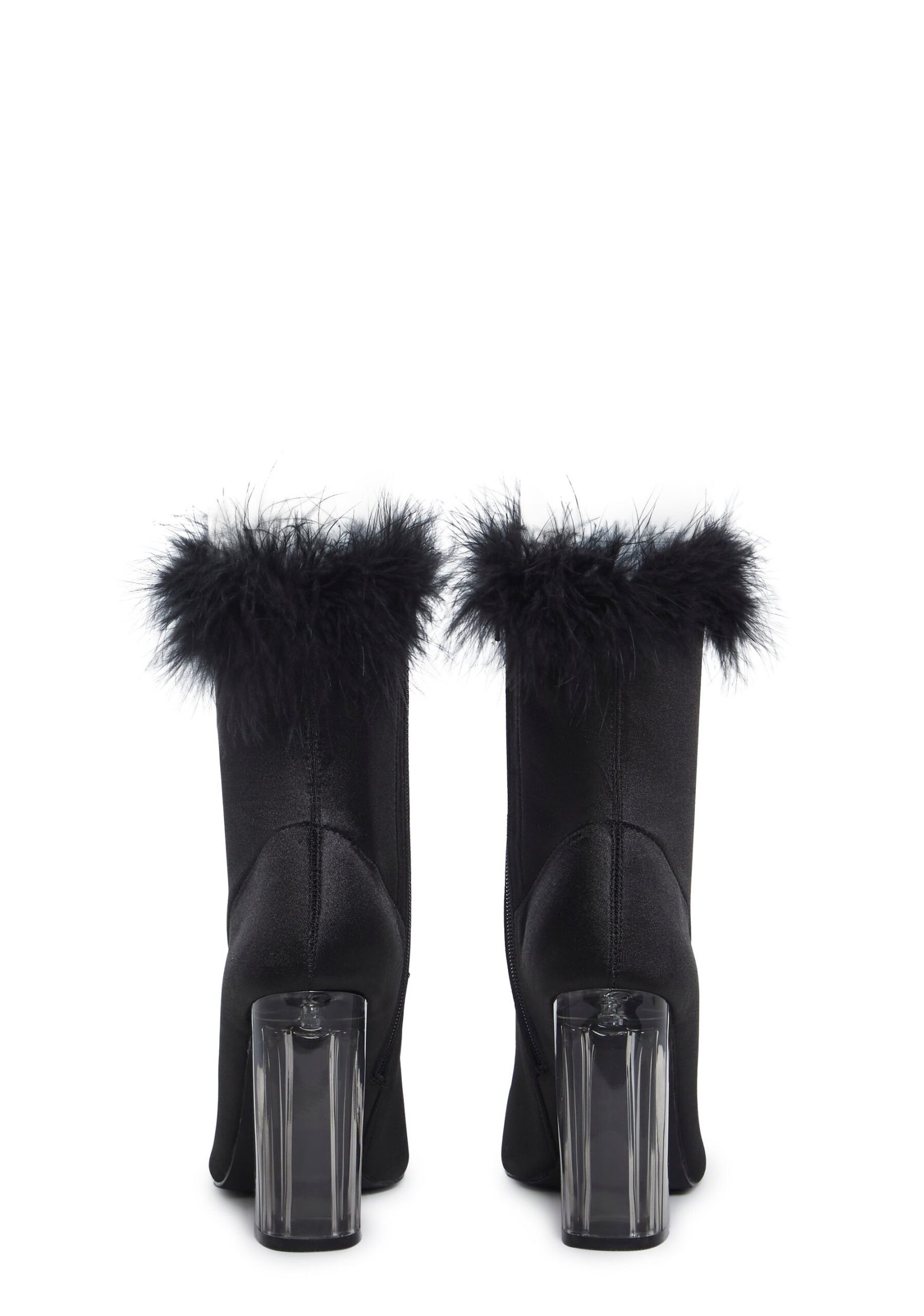 Luv Me Or Hate Me Marabou Boots - Black - Image 4