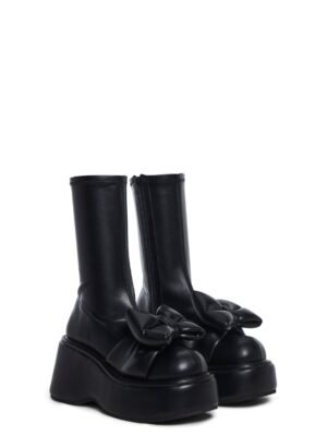 Make It Mine Bow Booties - Black