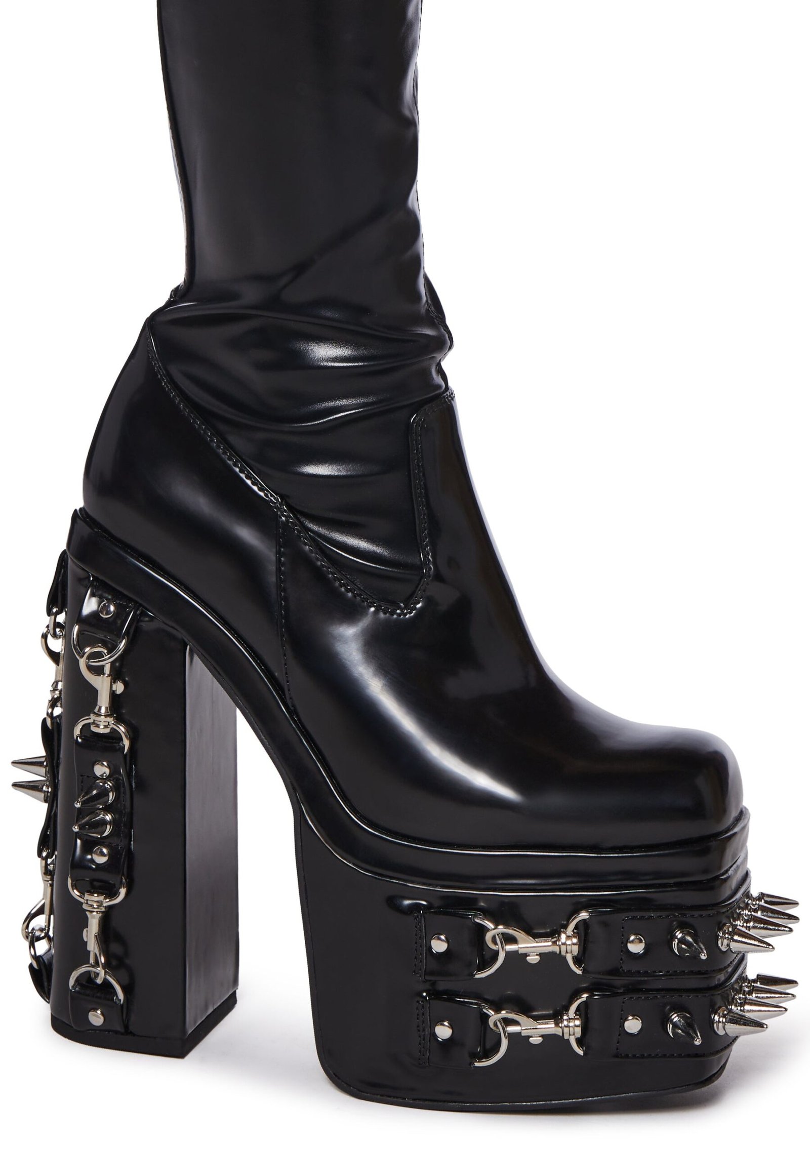 Total Bondage Stretch Spiked Platform Boots - Image 2