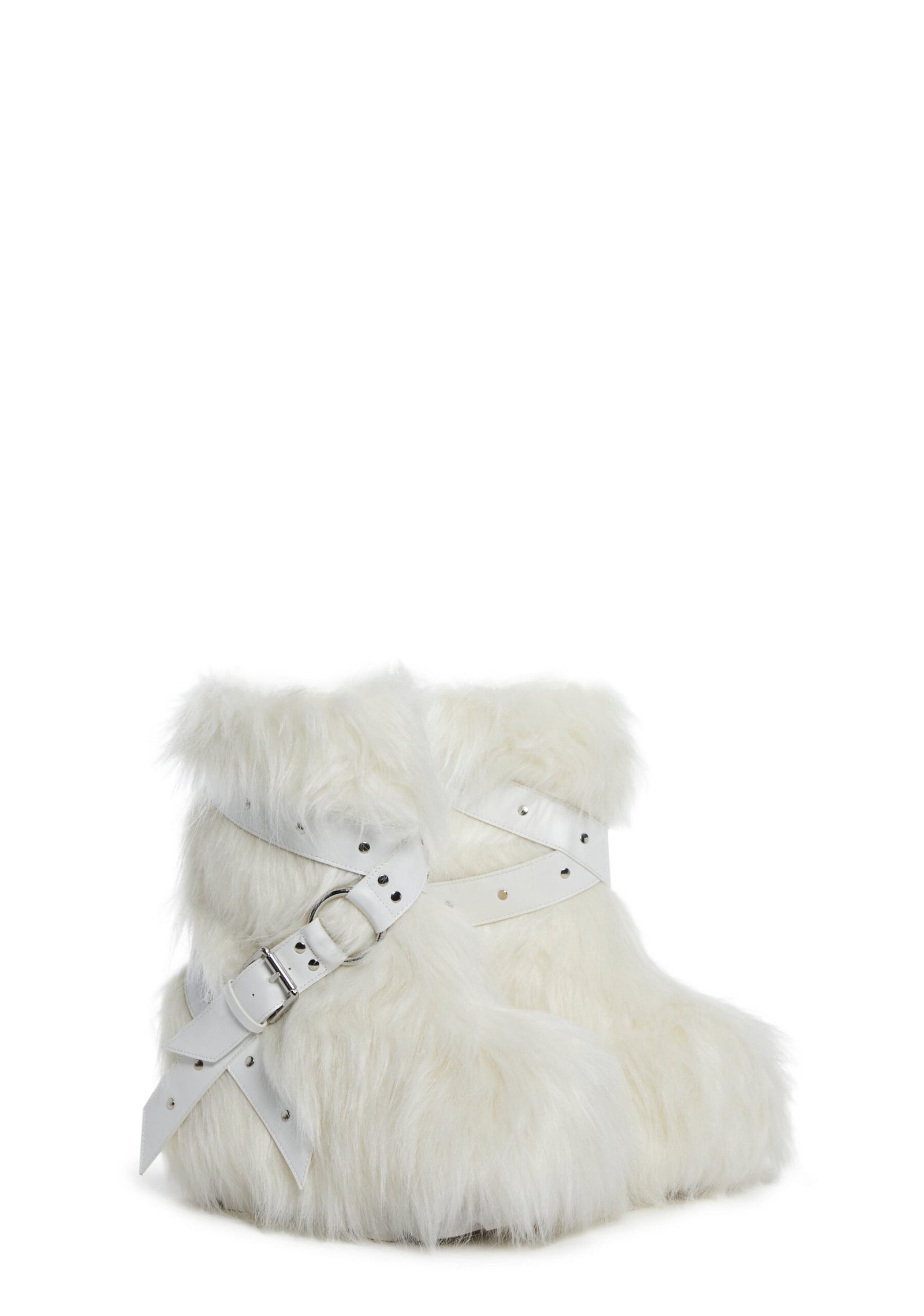 Low Wild Instincts Faux Fur Combats Boots - White - Image 3