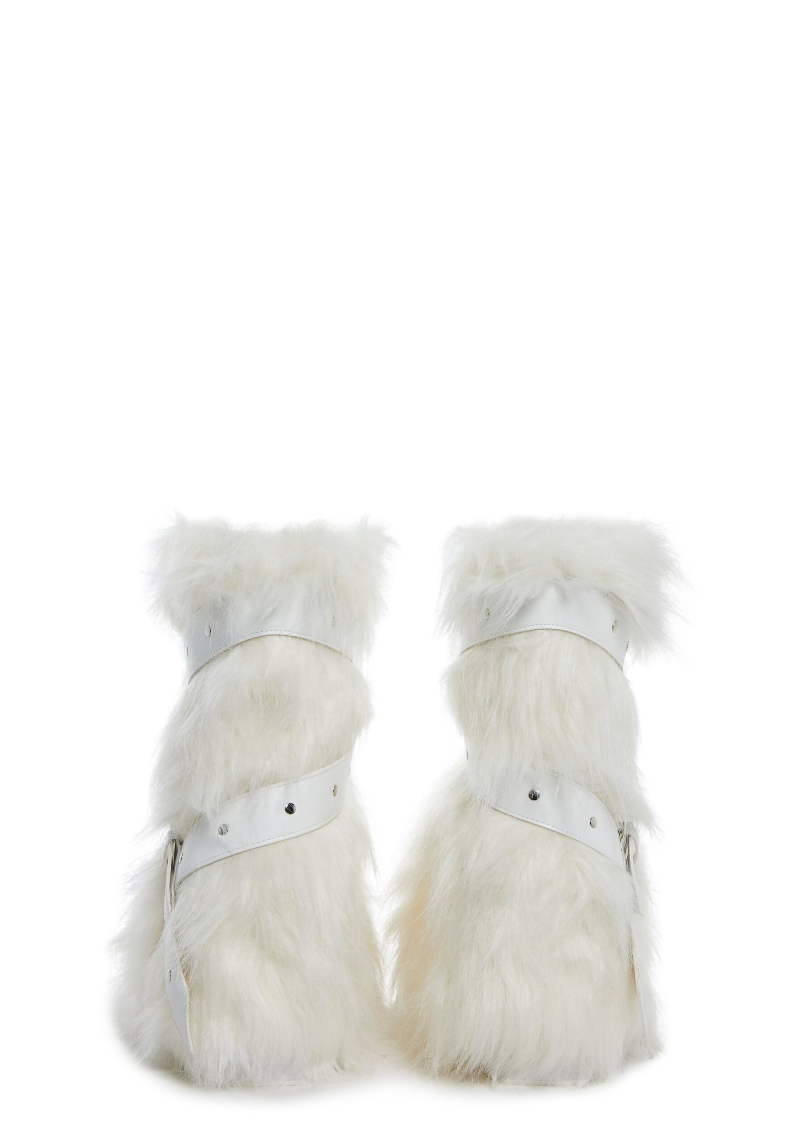 Low Wild Instincts Faux Fur Combats Boots - White - Image 4
