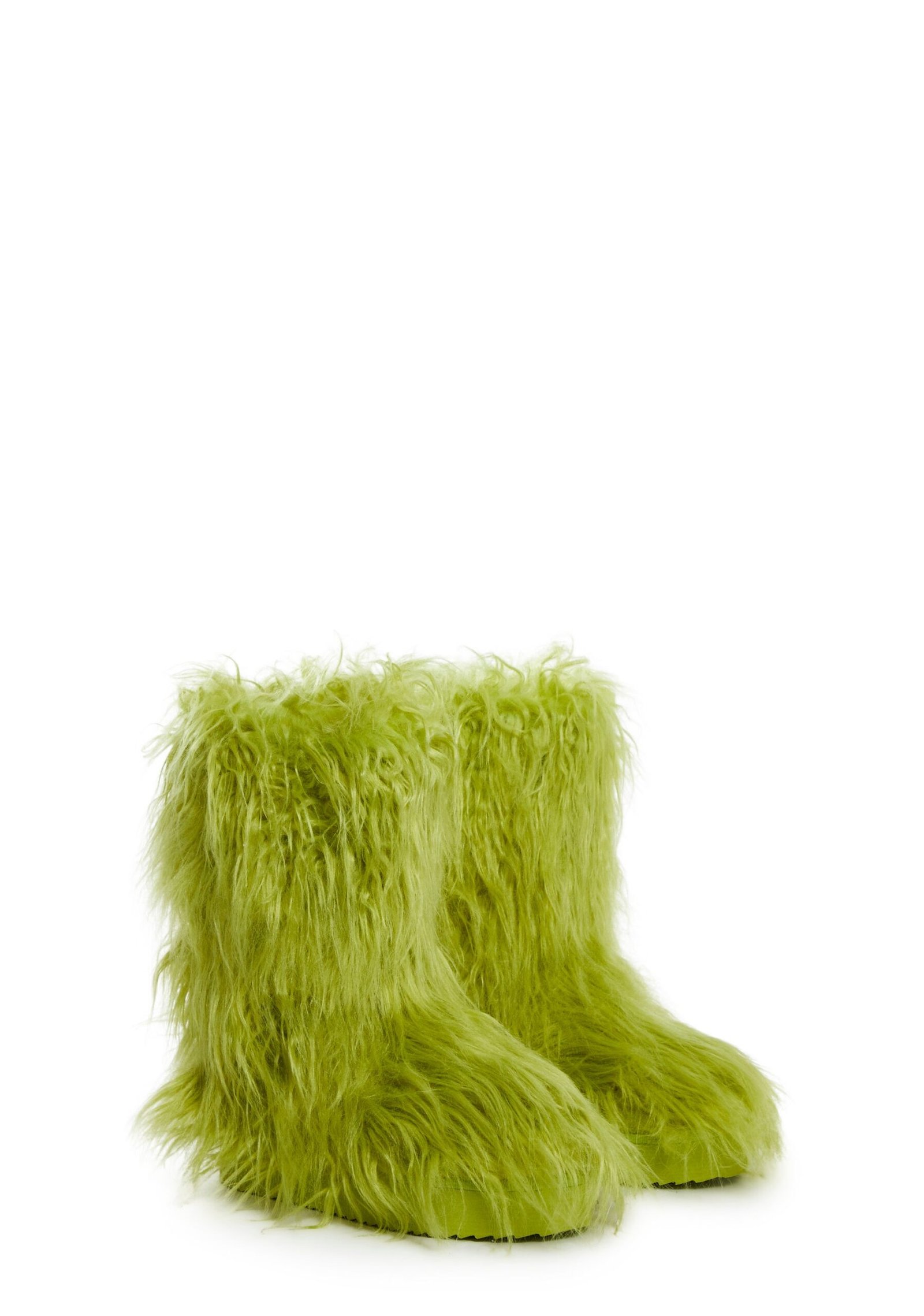 Night Lurker Fuzzy Slipper Boots - Green - Image 3