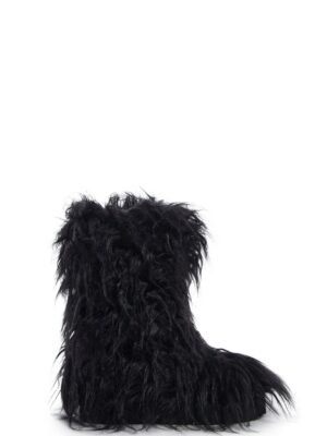 Night Lurker Fuzzy Slipper Boots - Black
