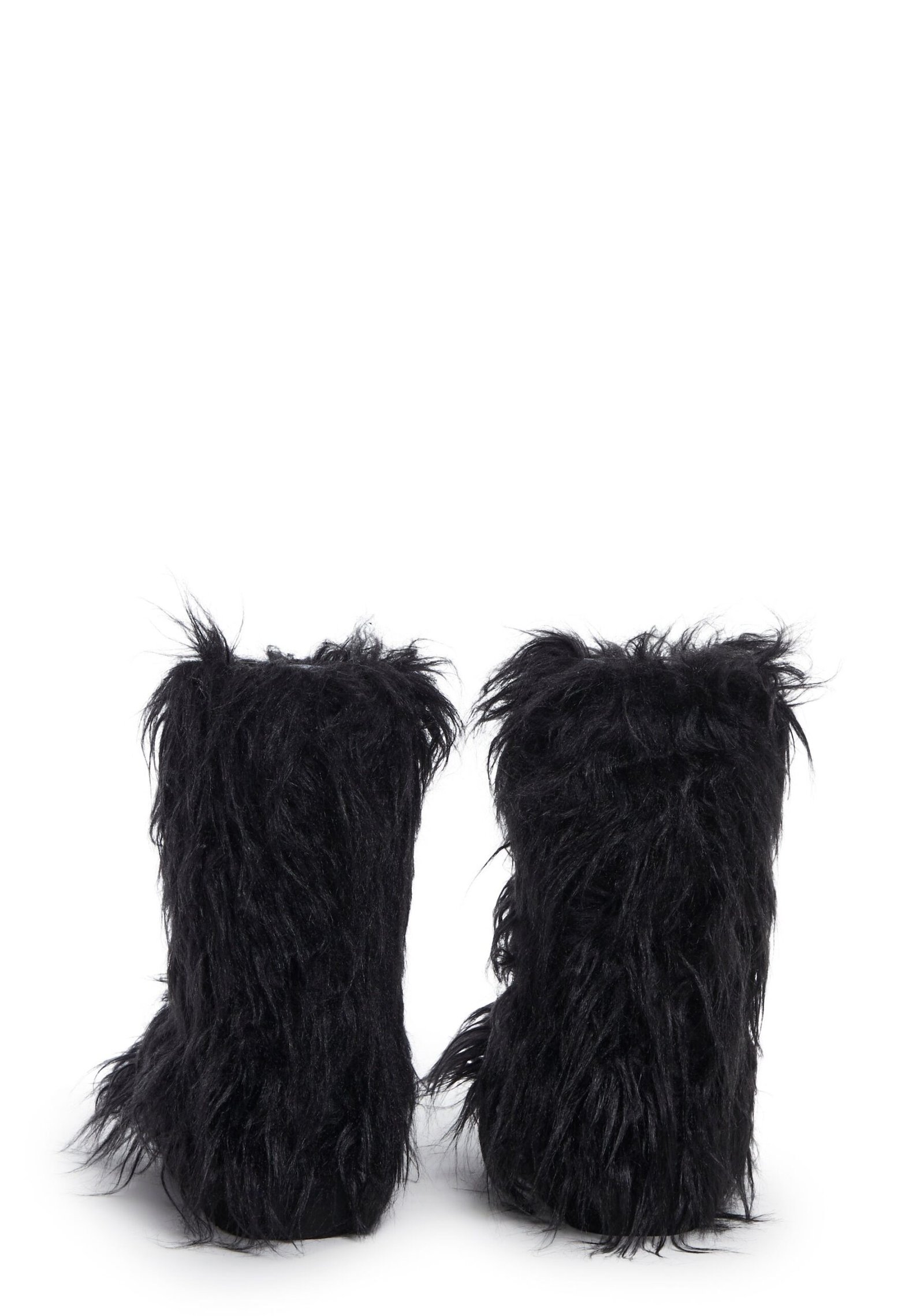 Night Lurker Fuzzy Slipper Boots - Black - Image 4