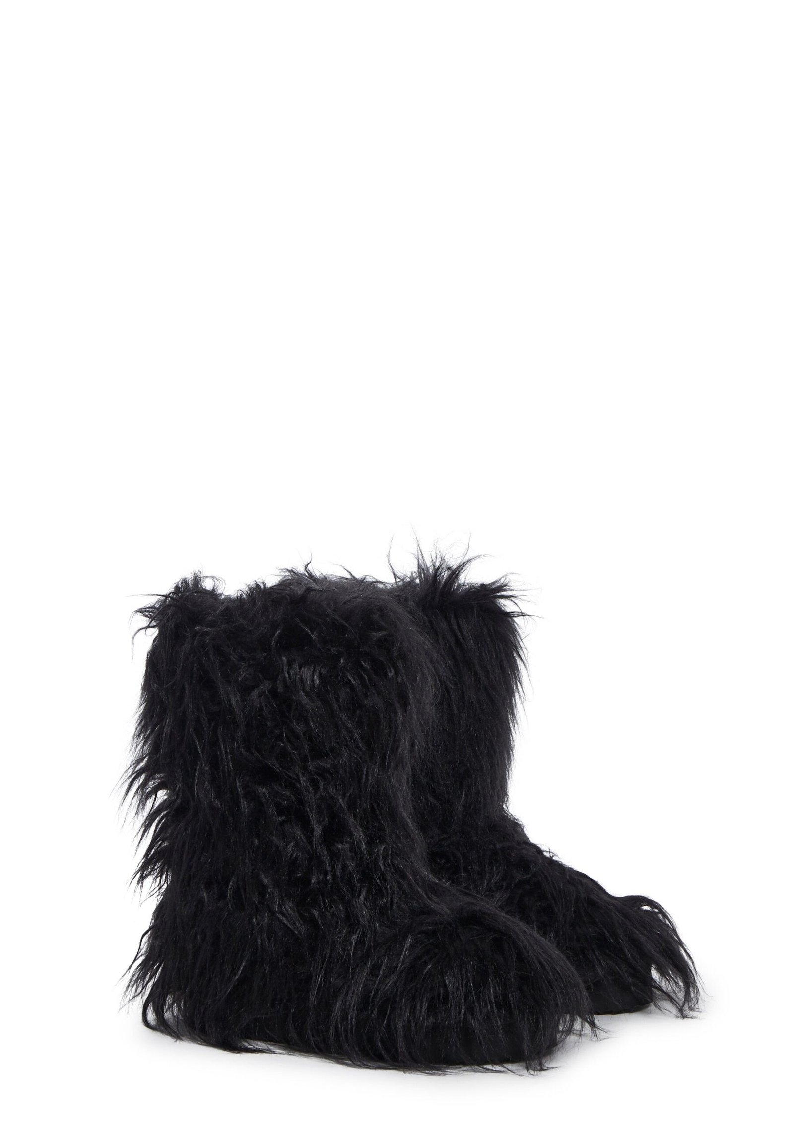Night Lurker Fuzzy Slipper Boots - Black - Image 3