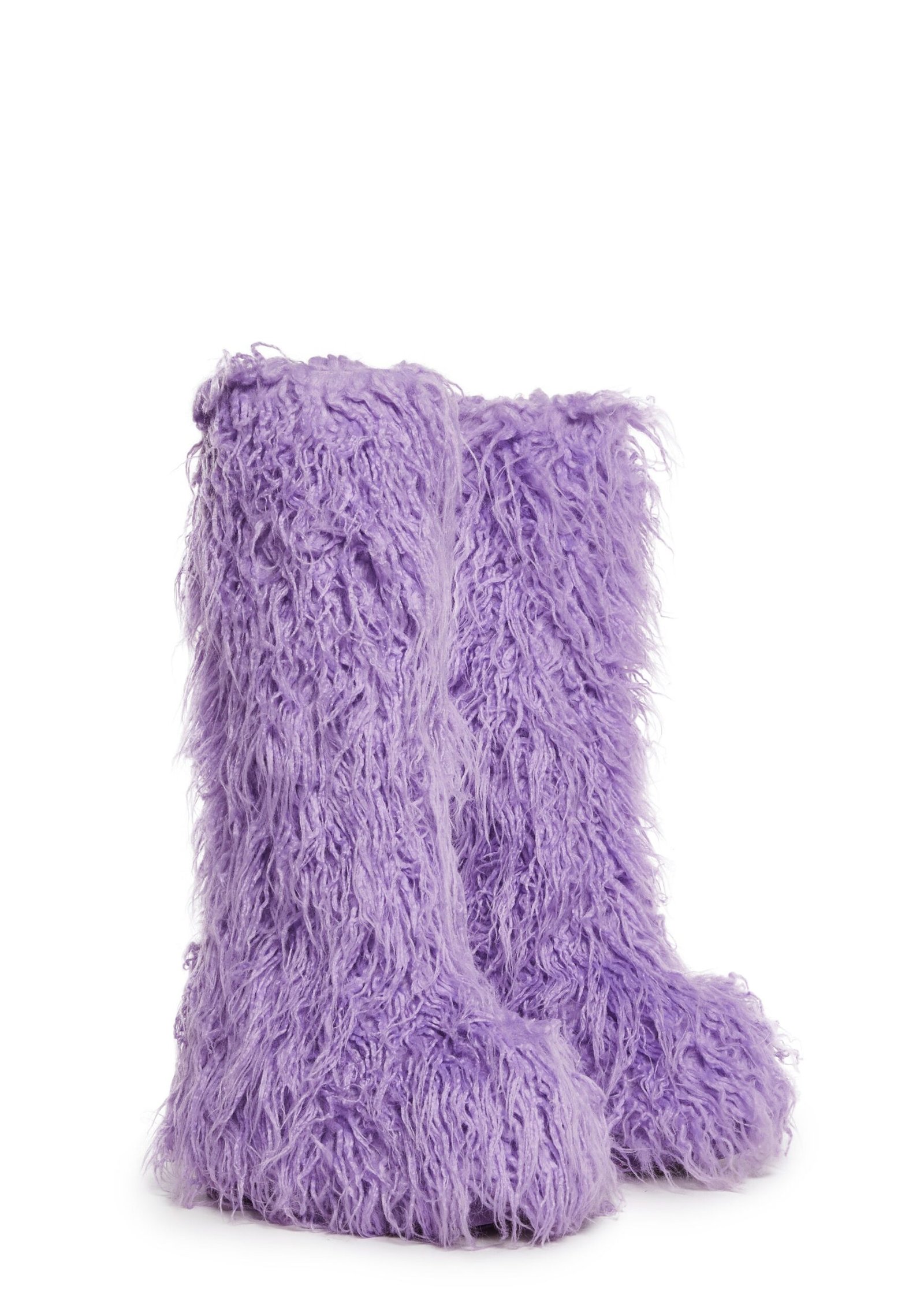 Liquid Rhythm Faux Fur Boots - Purple - Image 3