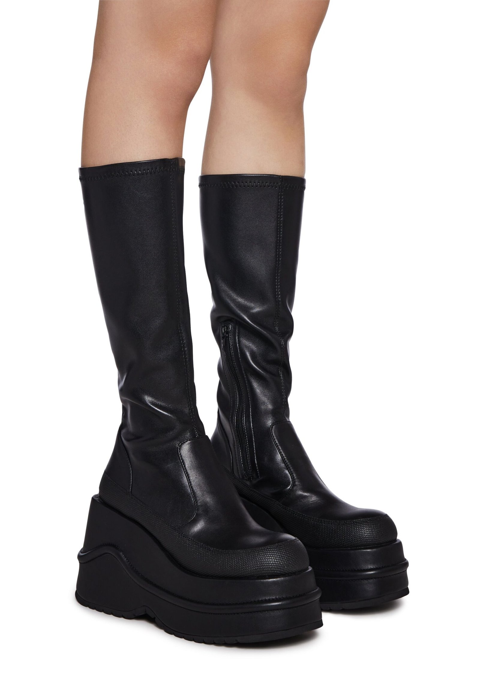 New Fans Wedge Stretch Boots - Black - Image 3
