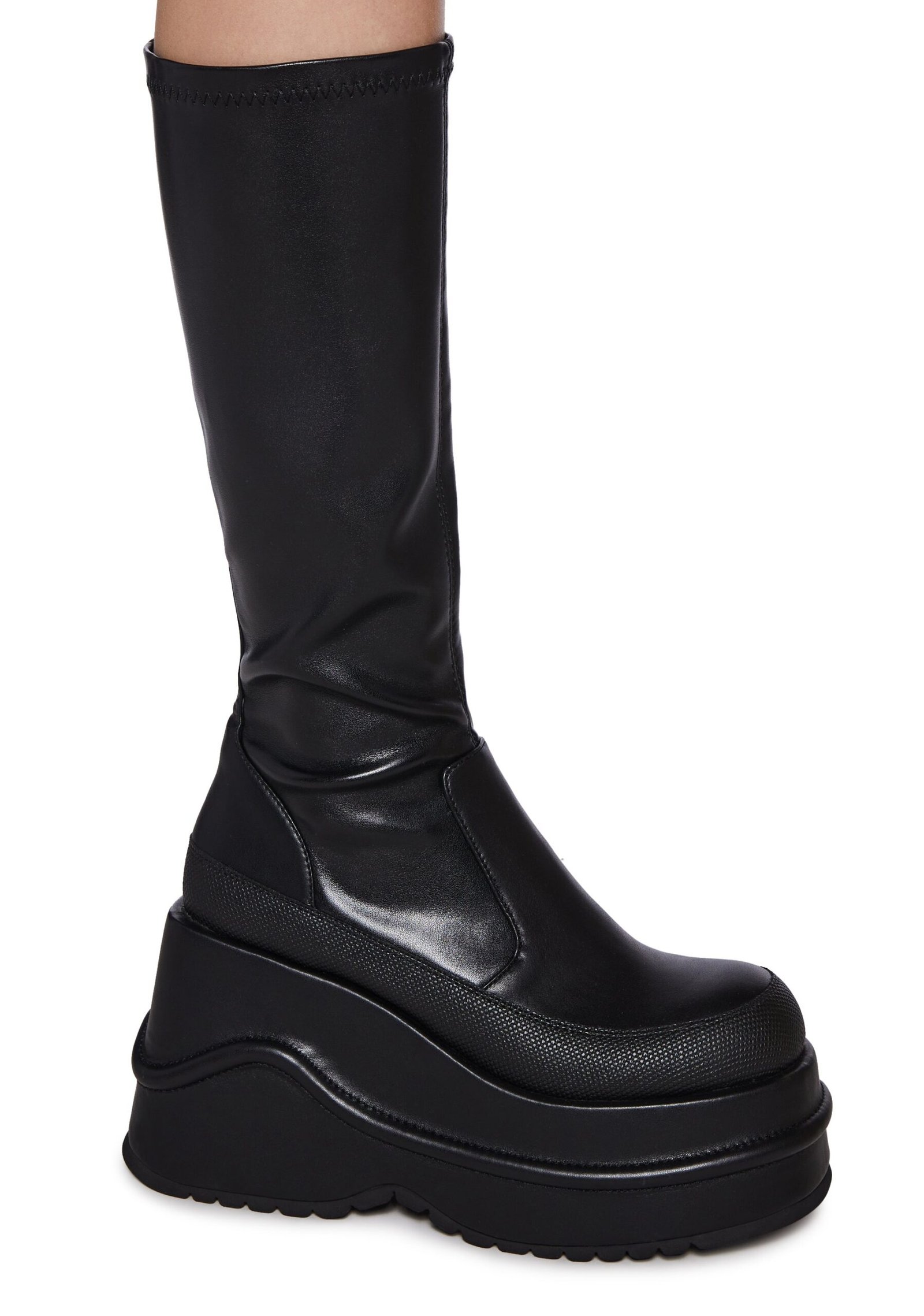 New Fans Wedge Stretch Boots - Black - Image 2
