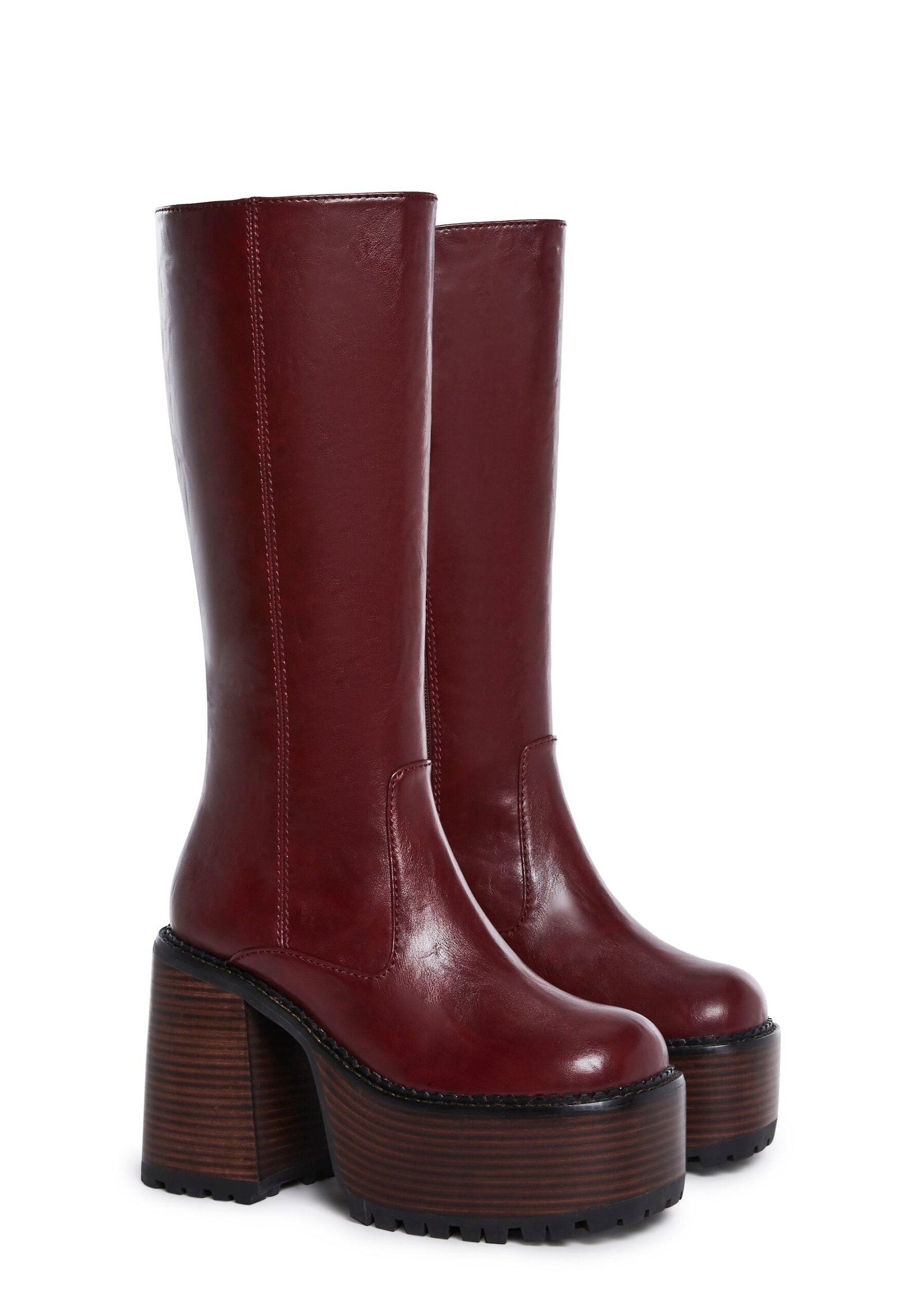 Vintage Soul Knee High Boots - Burgundy - Image 3