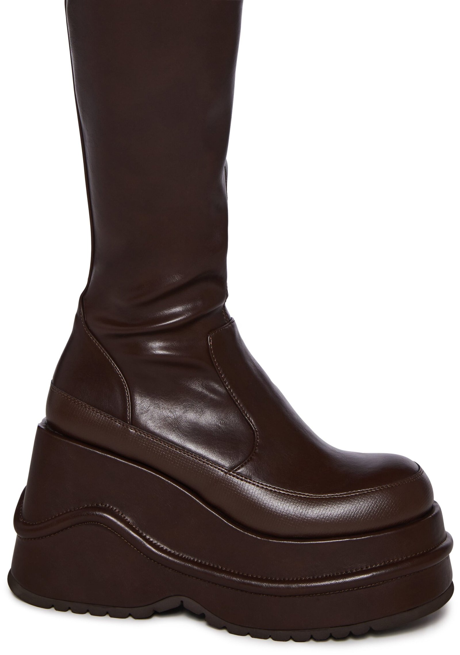 New Fans Wedge Stretch Boots - Brown - Image 2