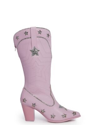 Pearl Star Space Cowgirl Boots - Pink/Silver