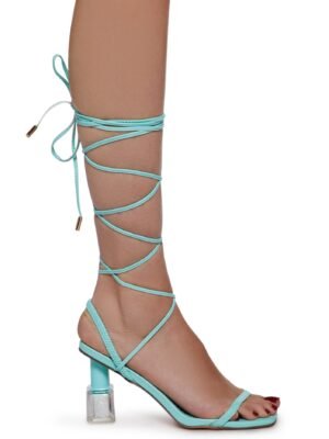 Brunch Babe Wrap Heels-Blue