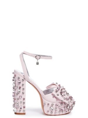 Maya Bejeweled Platform Sandals - Light Pink