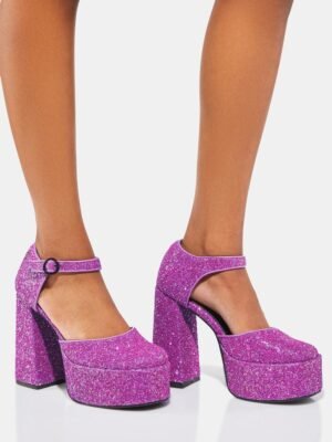 Rage Pink Glitter Platform Heels
