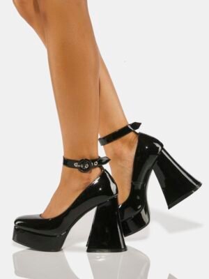 Black Build Me Up Platform Heels
